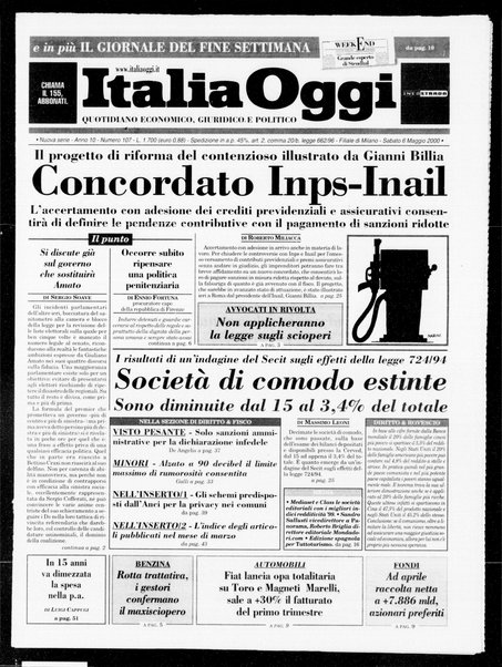 Italia oggi : quotidiano di economia finanza e politica